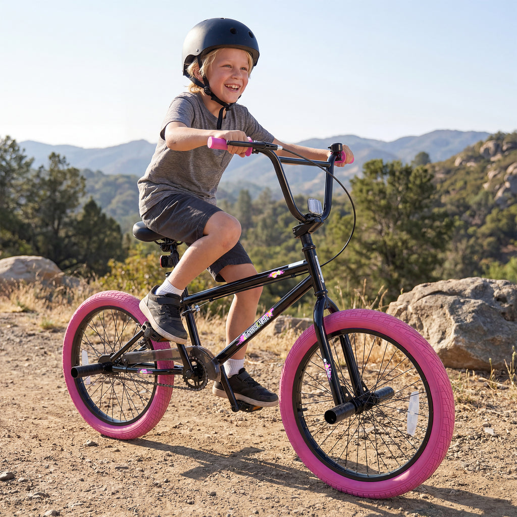 20" Trick Bicycle with 360 Degree Steering and Adjustable Seat for Kids and Teens-Pink