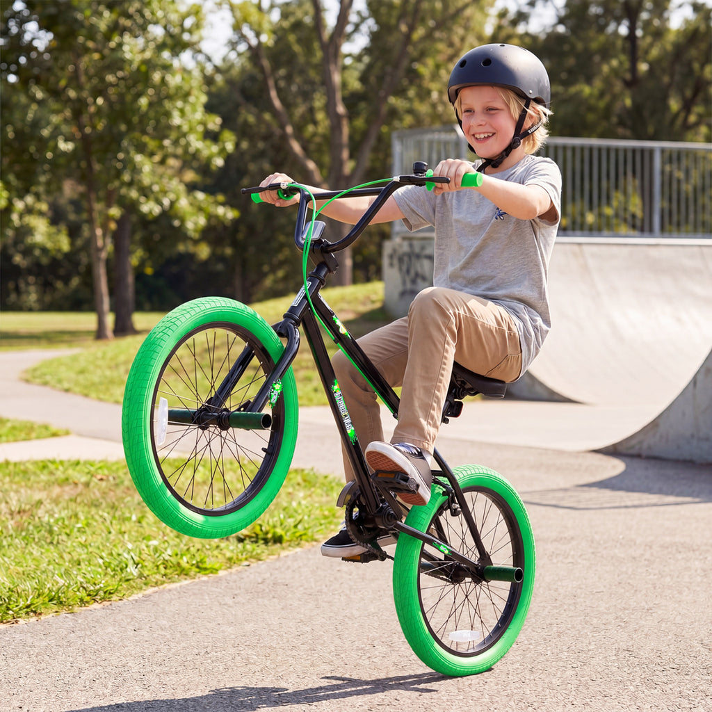 20" Trick Bicycle with 360 Degree Steering and Adjustable Seat for Kids and Teens-Green