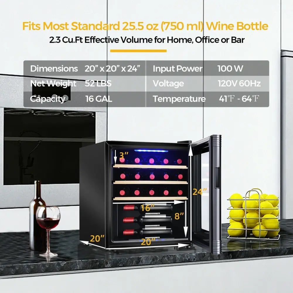 21 Bottle Compressor Wine Cooler Refrigerator with Digital Control - Oasis Home Essentials