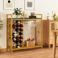 21 Bottle Wine Rack Freestanding Floor Wine Bottle Organizer with Glass Holder-Golden - Golden - Wine Racks