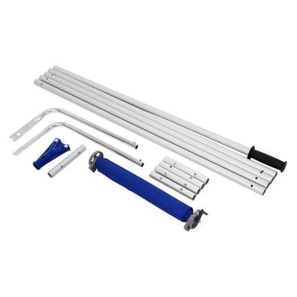 21 Feet Adjustable Aluminium Snow Roof Rake with Wheels and Oxford Slide - Blue - Snow Removal