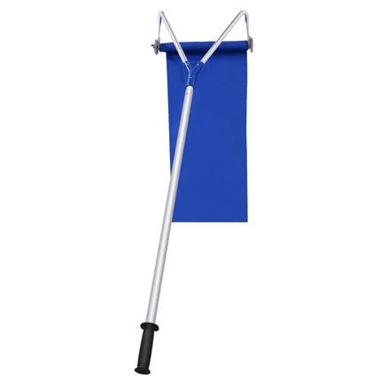 21 Feet Adjustable Aluminium Snow Roof Rake with Wheels and Oxford Slide - Blue - Snow Removal