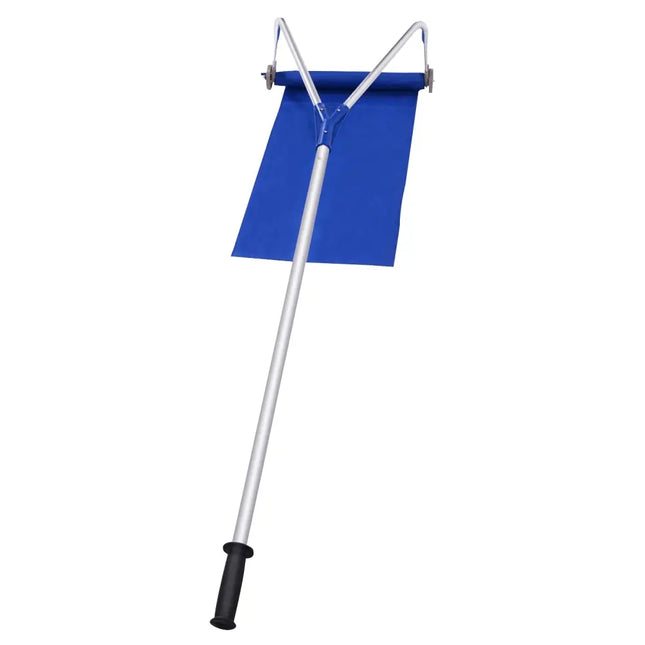 21 Feet Adjustable Aluminium Snow Roof Rake with Wheels and Oxford Slide - Blue - Snow Removal