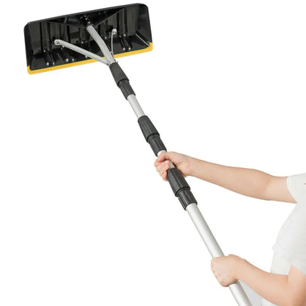 21 FT Telescoping Snow Roof Rake Aluminum Tube Non-Slip Handle - Black - Snow Removal