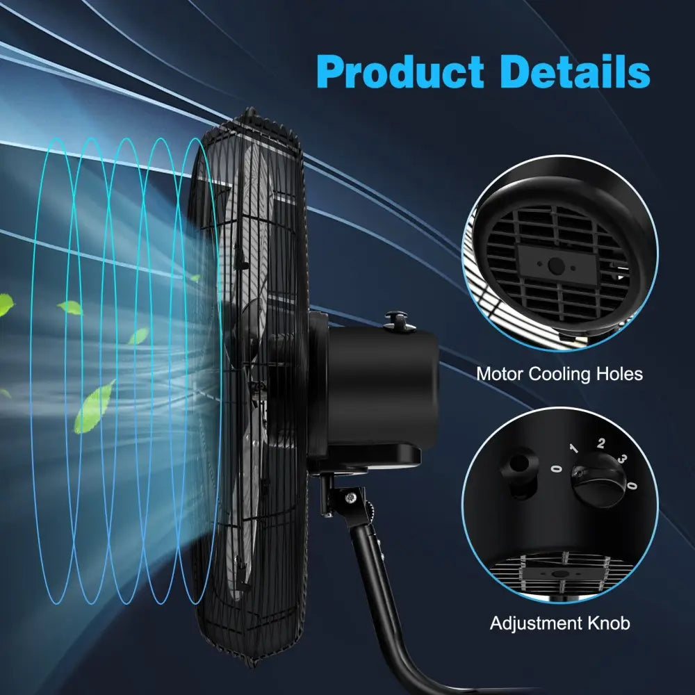 21 Inch 3 Speed Wall Mount Industrial Fan - Black - Fans