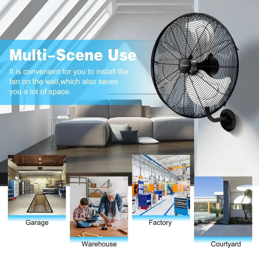 21 Inch 3 Speed Wall Mount Industrial Fan Costway