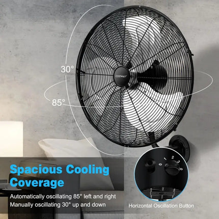21 Inch 3 Speed Wall Mount Industrial Fan Costway