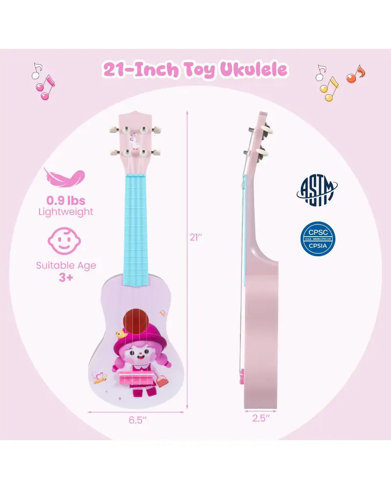 21 Inch Children Mini Ukulele with 4 Nylon Strings and 12 Frets - Pink & Blue - Guitar & Strings