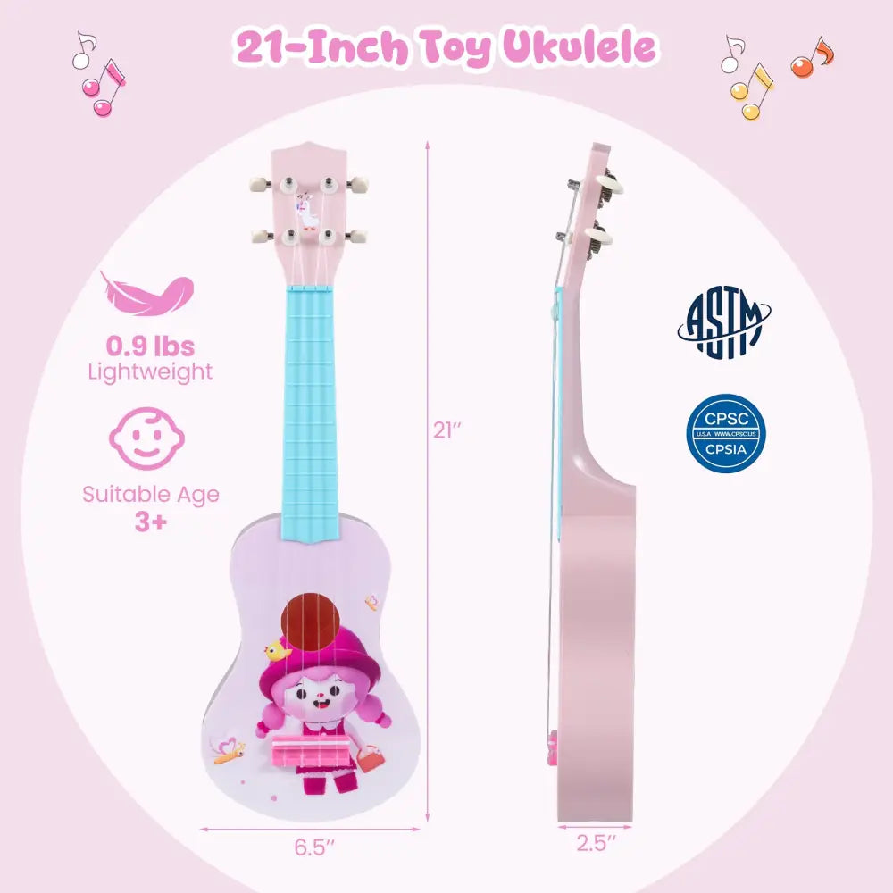 21 Inch Children Mini Ukulele with 4 Nylon Strings and 12 Frets - Pink & Blue - Guitar & Strings