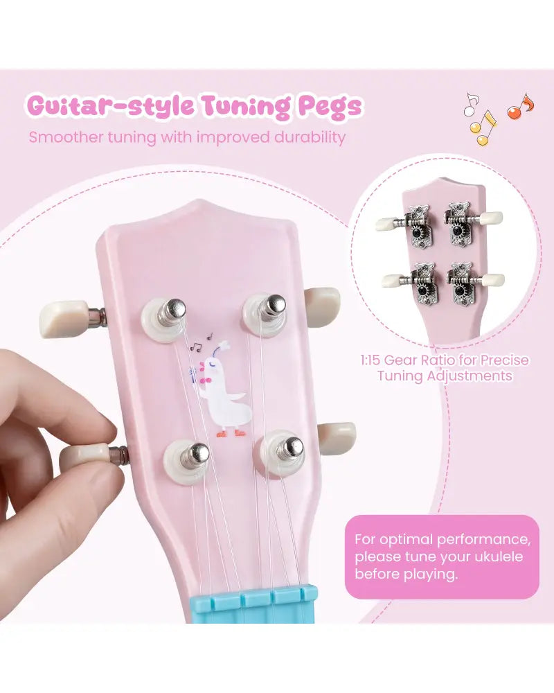 21 Inch Children Mini Ukulele with 4 Nylon Strings and 12 Frets - Pink & Blue - Guitar & Strings