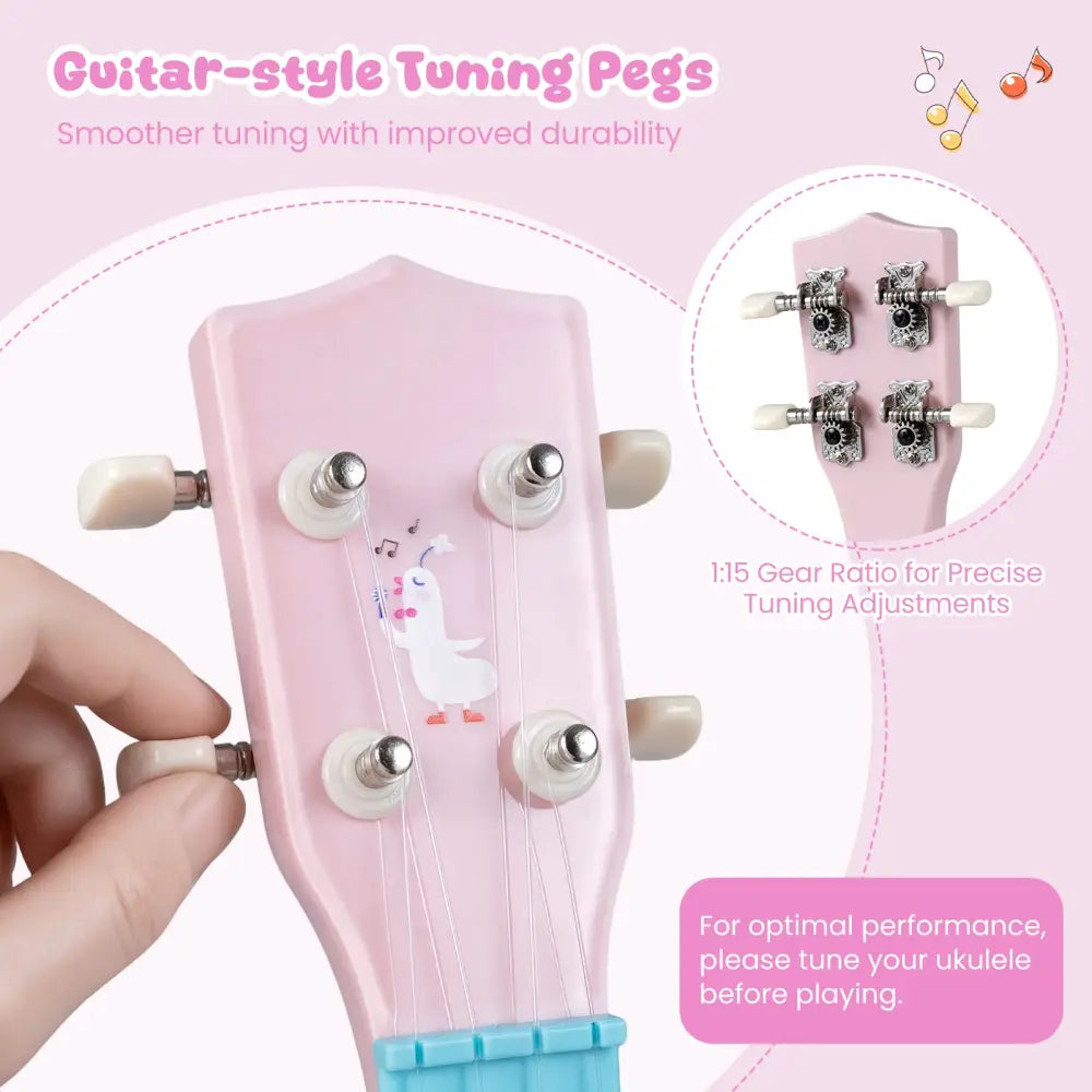 21 Inch Children Mini Ukulele with 4 Nylon Strings and 12 Frets - Pink & Blue - Guitar & Strings