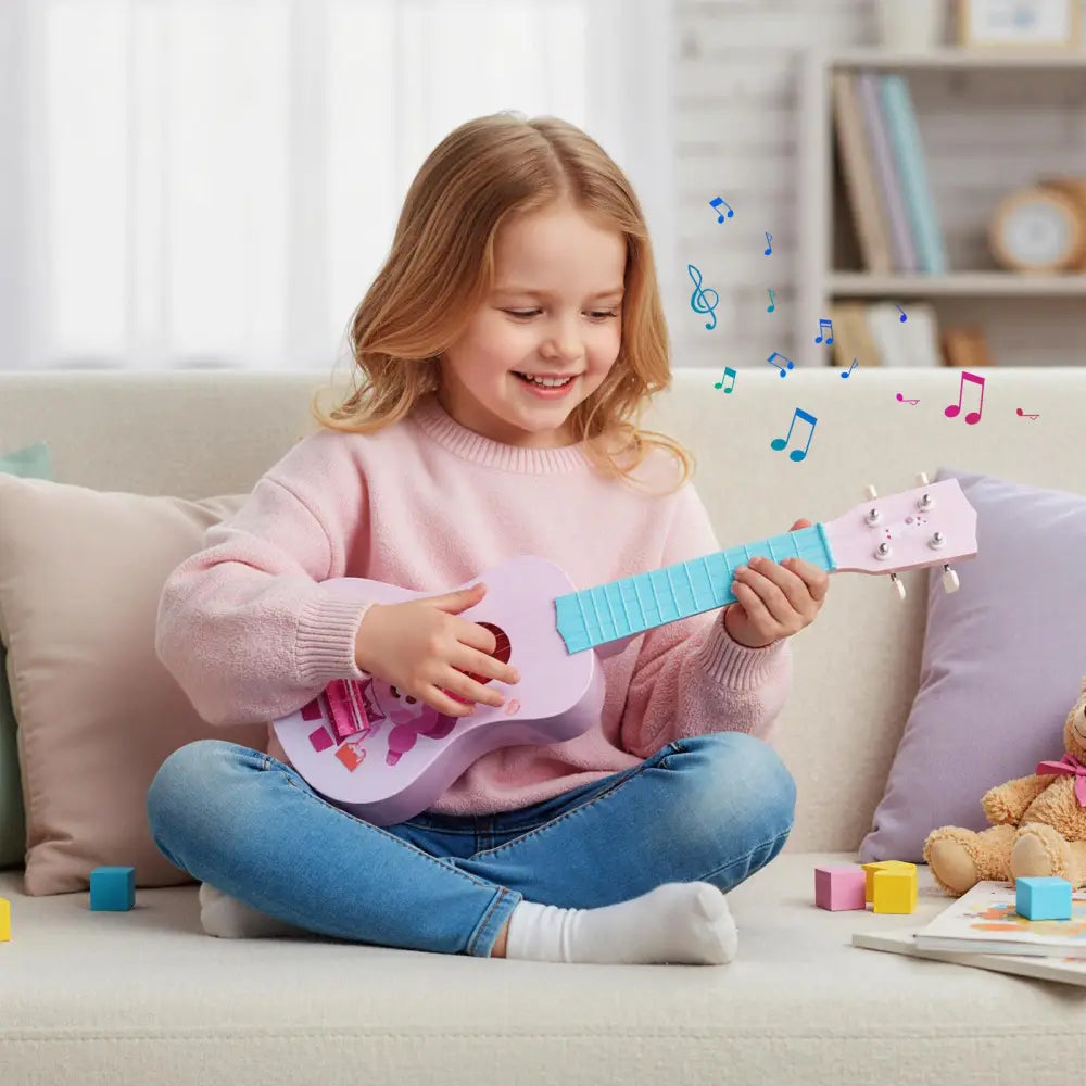 21 Inch Children Mini Ukulele with 4 Nylon Strings and 12 Frets - Pink & Blue - Guitar & Strings