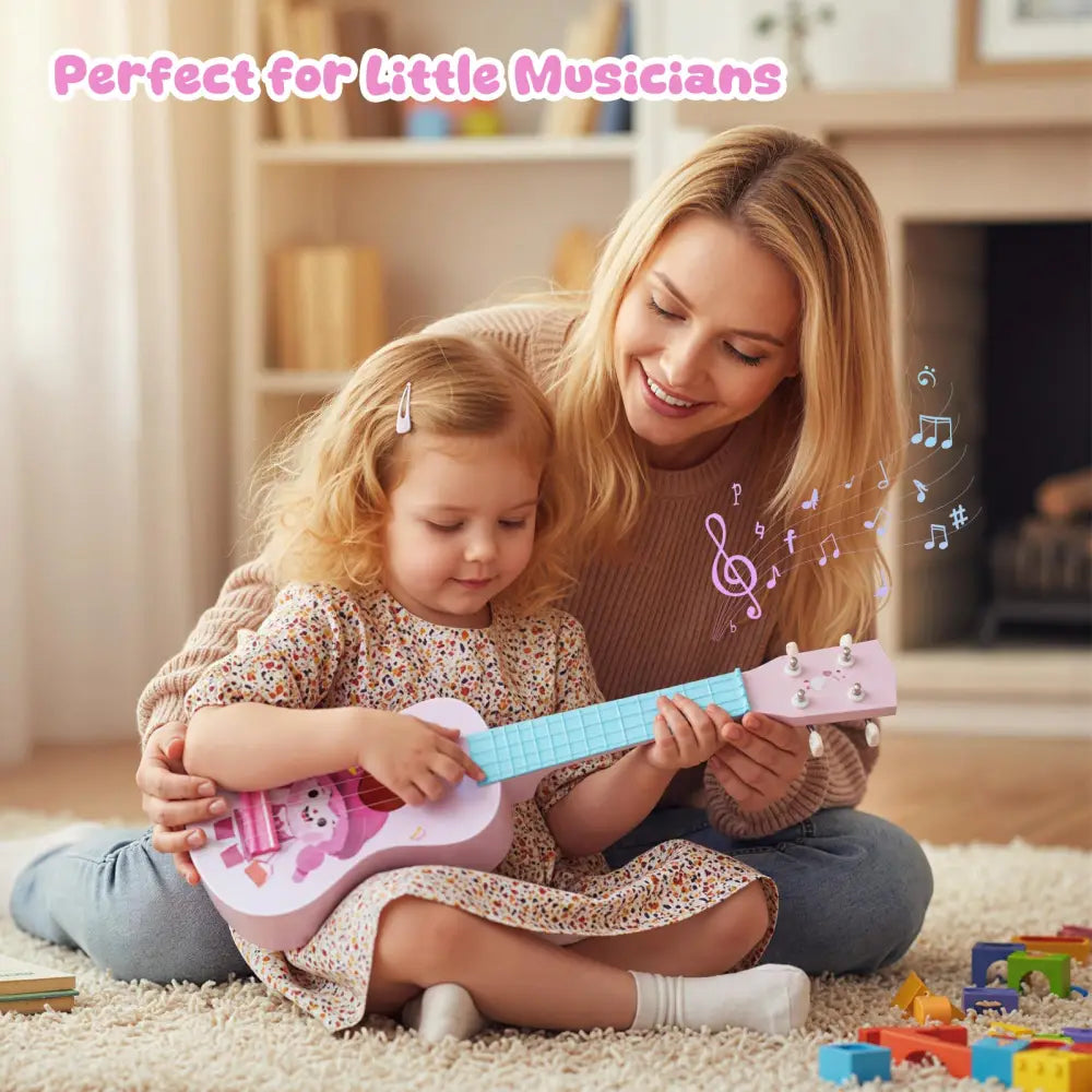 21 Inch Children Mini Ukulele with 4 Nylon Strings and 12 Frets - Pink & Blue - Guitar & Strings