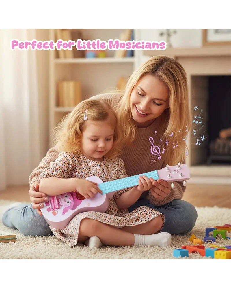 21 Inch Children Mini Ukulele with 4 Nylon Strings and 12 Frets - Pink & Blue - Guitar & Strings