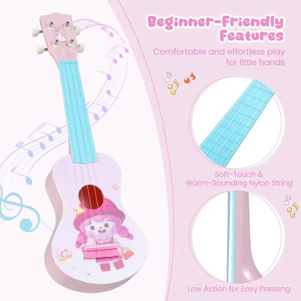 21 Inch Children Mini Ukulele with 4 Nylon Strings and 12 Frets - Pink & Blue - Guitar & Strings