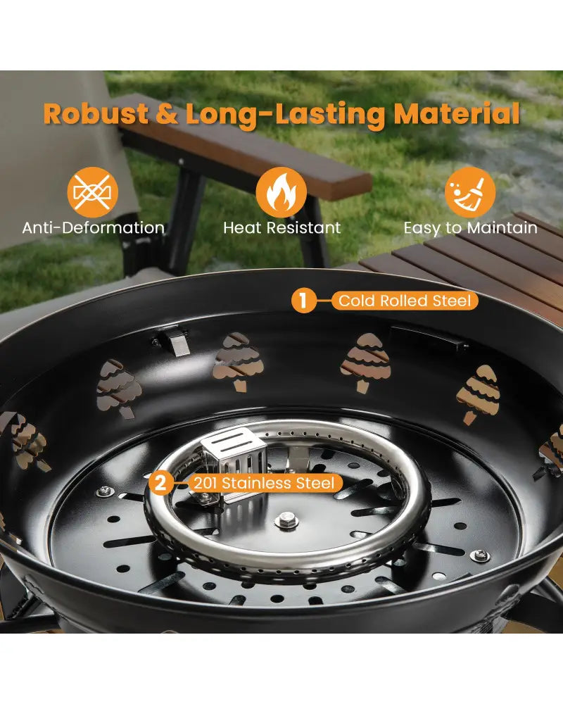 21 Inch Diameter Propane Gas Fire Pit Patio Portable Fire Bowl-Black - Black - Fire Pits