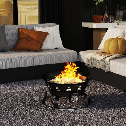 21 Inch Diameter Propane Gas Fire Pit Patio Portable Fire Bowl-Black - Black - Fire Pits