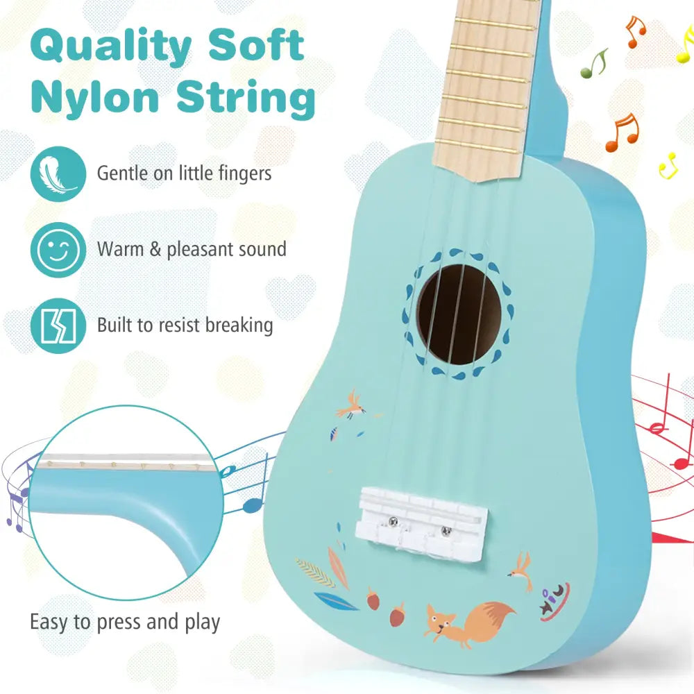 21 Inch Ukulele Guitar for Kids with Basswood Body for 3+ Years Old - Guitar & Strings