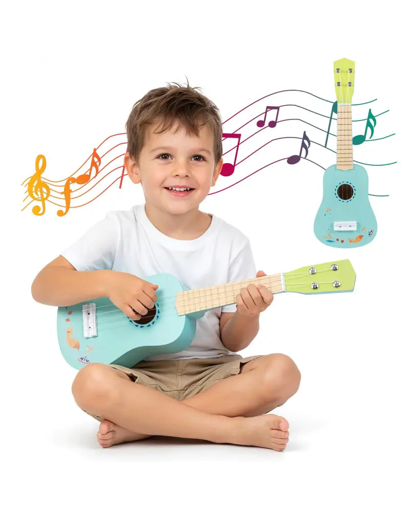 21 Inch Ukulele Guitar for Kids with Basswood Body for 3+ Years Old - Guitar & Strings