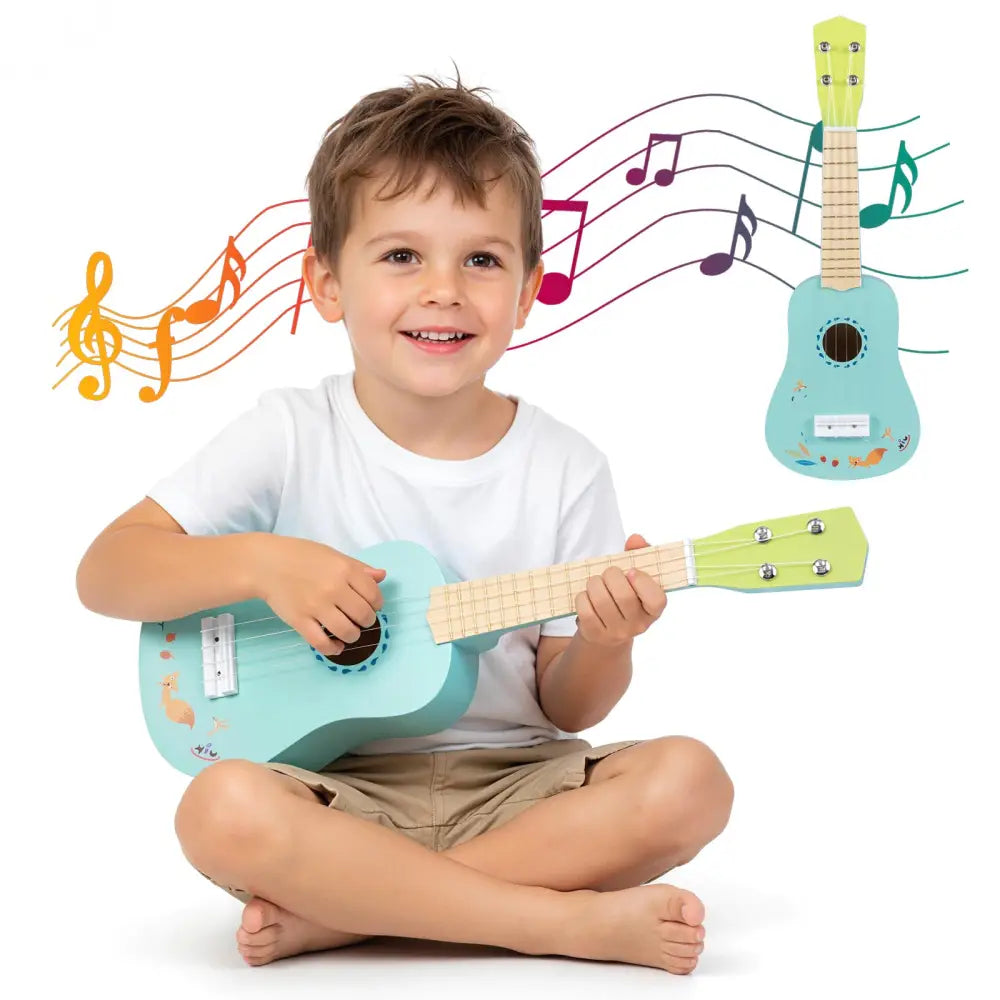 21 Inch Ukulele Guitar for Kids with Basswood Body for 3+ Years Old - Guitar & Strings