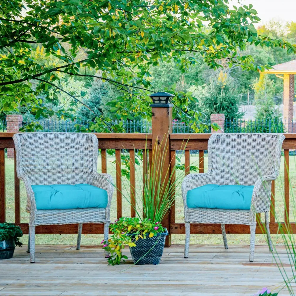 21 Inch x 21 Inch Patio Chair Seat Cushion Pads for Indoor and Outdoor-Turquoise - Turquoise - Outdoor Furniture