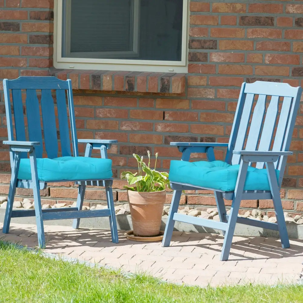21 Inch x 21 Inch Patio Chair Seat Cushion Pads for Indoor and Outdoor-Turquoise - Turquoise - Outdoor Furniture