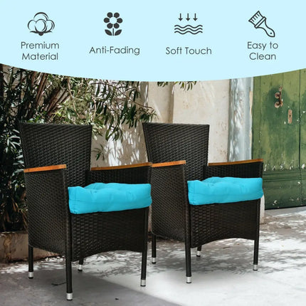 21 Inch x 21 Inch Patio Chair Seat Cushion Pads for Indoor and Outdoor-Turquoise - Turquoise - Outdoor Furniture