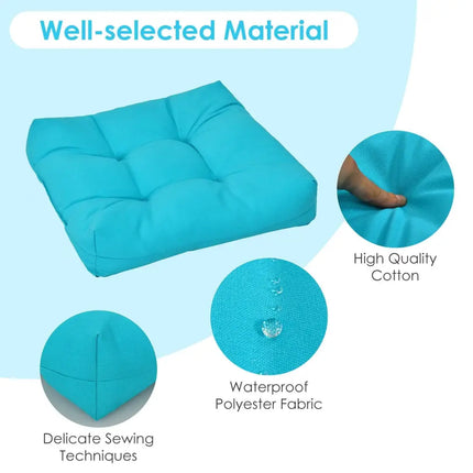 21 Inch x 21 Inch Patio Chair Seat Cushion Pads for Indoor and Outdoor-Turquoise - Turquoise - Outdoor Furniture