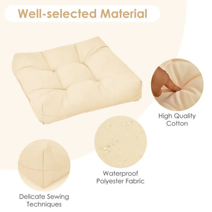 21 Inch x 21 Inch Patio Chair Seat Cushion Pads for Indoor and Outdoor-Beige - Beige - Outdoor Furniture Accessories