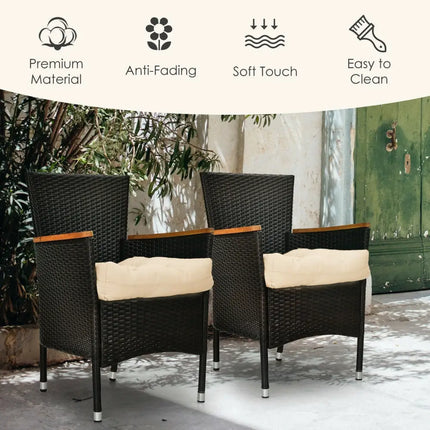 21 Inch x 21 Inch Patio Chair Seat Cushion Pads for Indoor and Outdoor-Beige - Beige - Outdoor Furniture Accessories