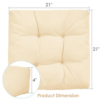 21 Inch x 21 Inch Patio Chair Seat Cushion Pads for Indoor and Outdoor-Beige - Beige - Outdoor Furniture Accessories