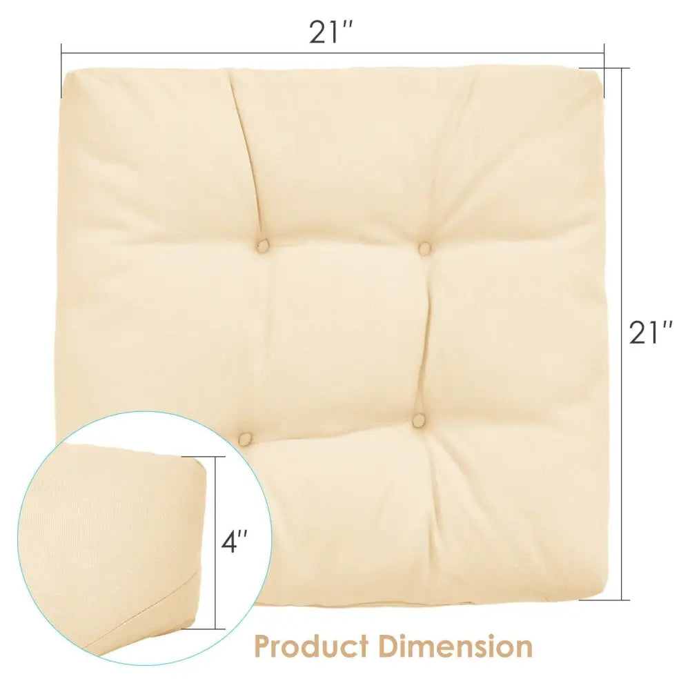 21 Inch x 21 Inch Patio Chair Seat Cushion Pads for Indoor and Outdoor-Beige - Beige - Outdoor Furniture Accessories