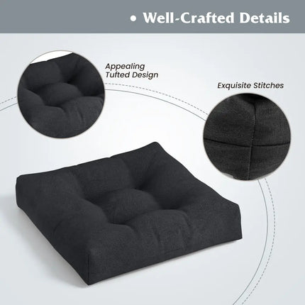 21 Inch x 21 Inch Patio Chair Seat Cushion Pads for Indoor and Outdoor-Black - Black - Outdoor Furniture Accessories