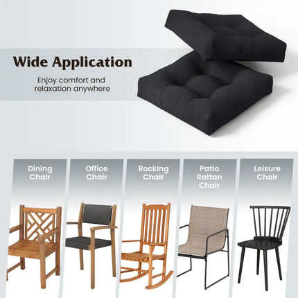 21 Inch x 21 Inch Patio Chair Seat Cushion Pads for Indoor and Outdoor-Black - Black - Outdoor Furniture Accessories