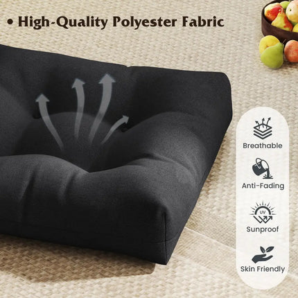 21 Inch x 21 Inch Patio Chair Seat Cushion Pads for Indoor and Outdoor-Black - Black - Outdoor Furniture Accessories