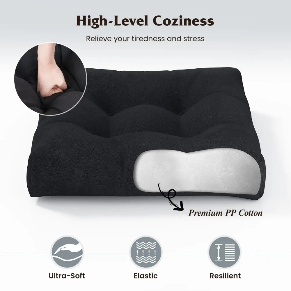 21 Inch x 21 Inch Patio Chair Seat Cushion Pads for Indoor and Outdoor-Black - Black - Outdoor Furniture Accessories