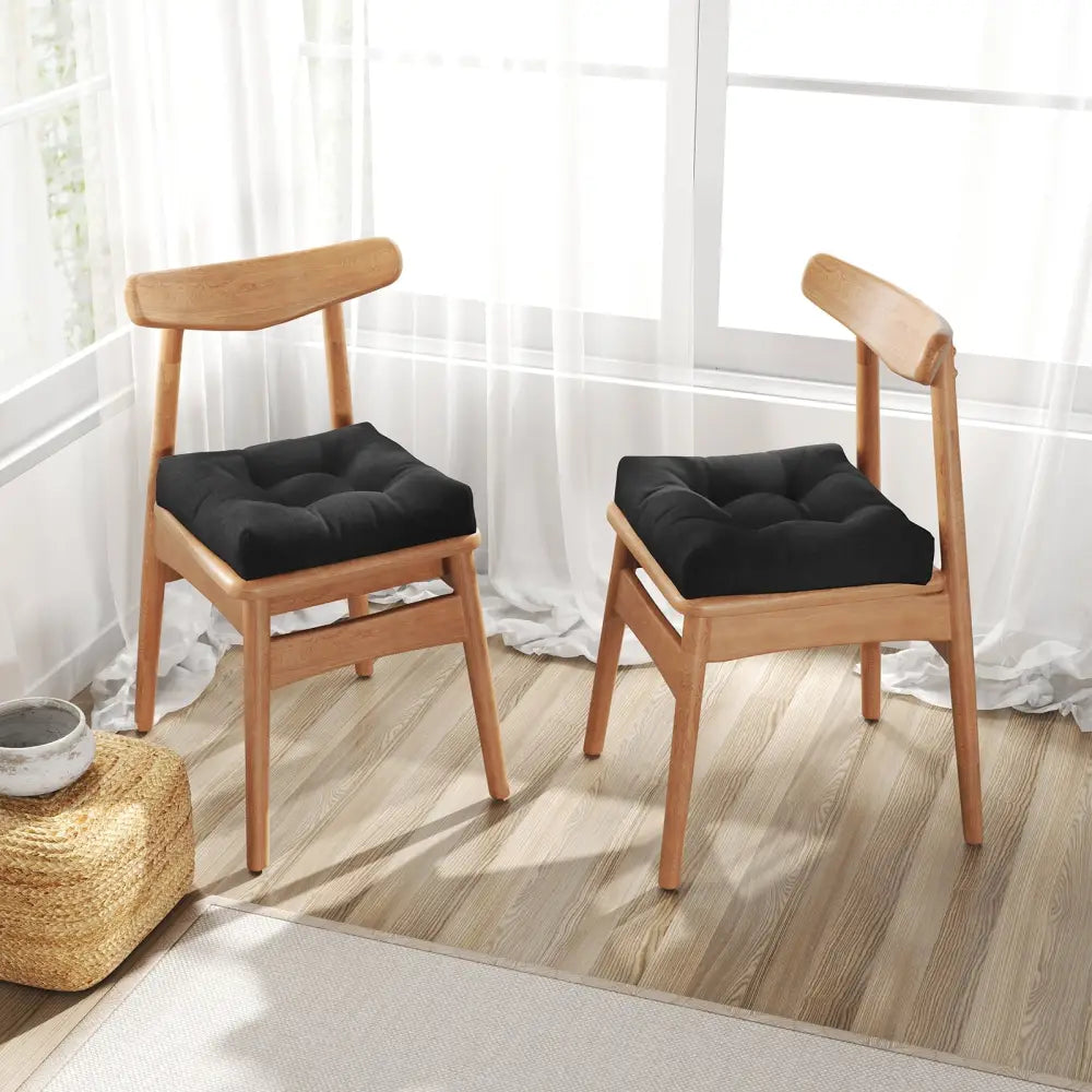 21 Inch x 21 Inch Patio Chair Seat Cushion Pads for Indoor and Outdoor-Black - Black - Outdoor Furniture Accessories