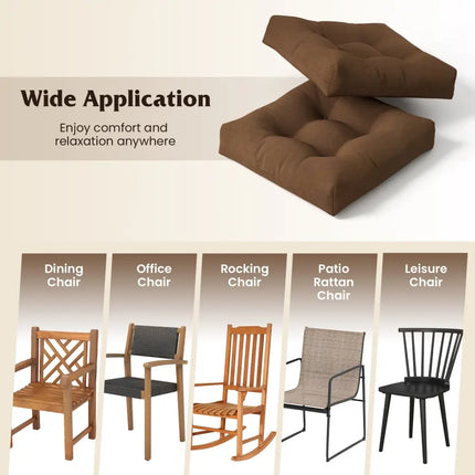 21 Inch x 21 Inch Patio Chair Seat Cushion Pads for Indoor and Outdoor-Coffee - Coffee - Outdoor Furniture Accessories