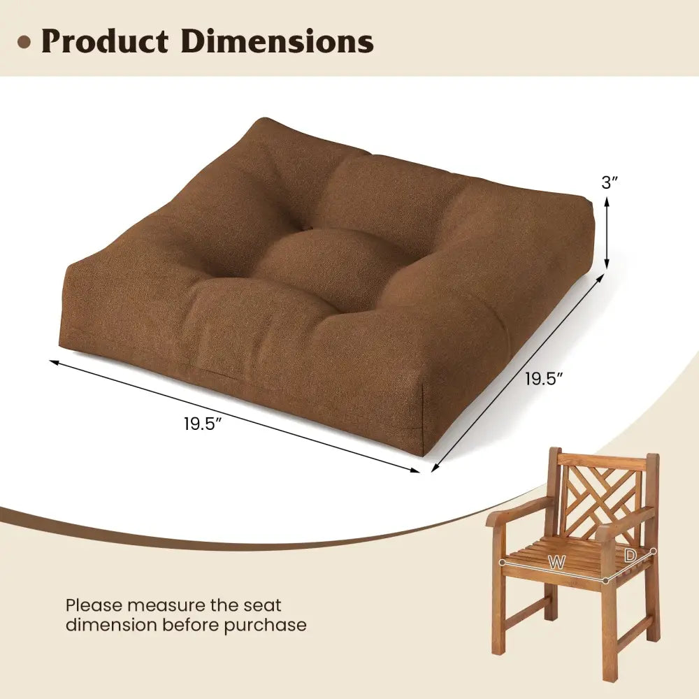 21 Inch x 21 Inch Patio Chair Seat Cushion Pads for Indoor and Outdoor-Coffee - Coffee - Outdoor Furniture Accessories
