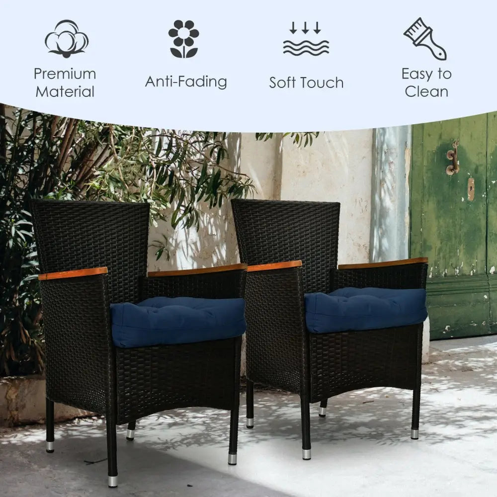 21 Inch x 21 Inch Patio Chair Seat Cushion Pads for Indoor and Outdoor-Navy - Navy - Outdoor Furniture Accessories