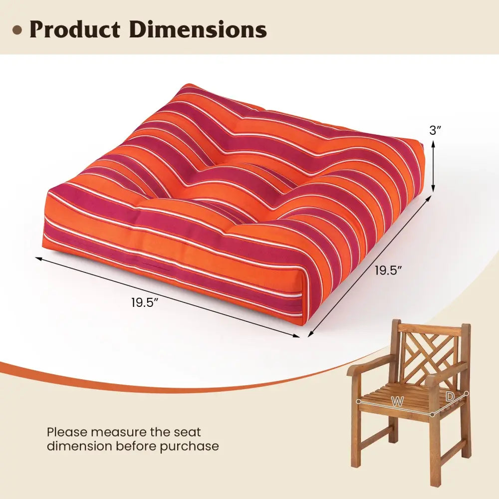 21 Inch x 21 Inch Patio Chair Seat Cushion Pads for Indoor and Outdoor-Orange - Orange - Outdoor Furniture Accessories