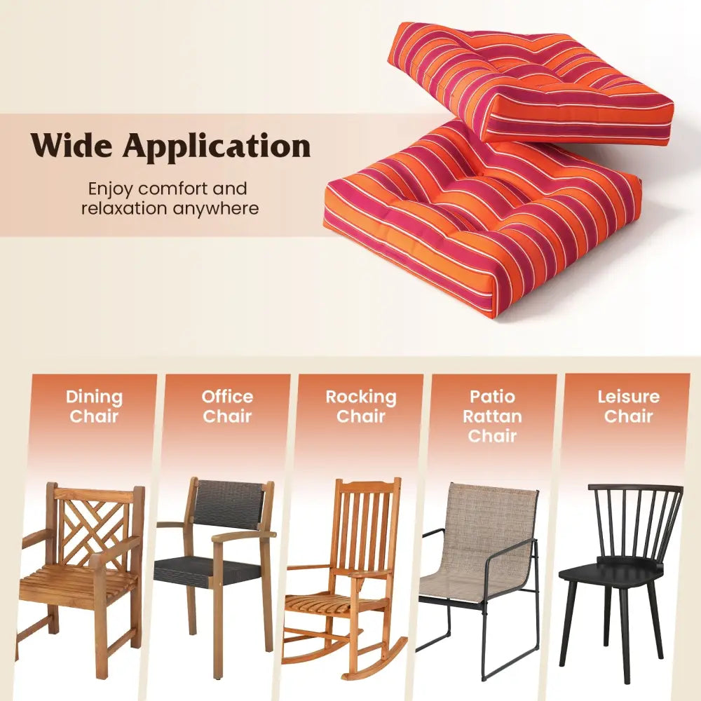 21 Inch x 21 Inch Patio Chair Seat Cushion Pads for Indoor and Outdoor-Orange - Orange - Outdoor Furniture Accessories