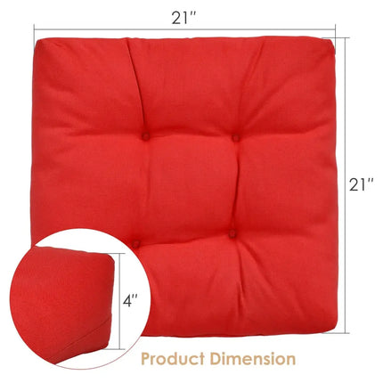 21 Inch x 21 Inch Patio Chair Seat Cushion Pads for Indoor and Outdoor-Red - Red - Outdoor Furniture Accessories