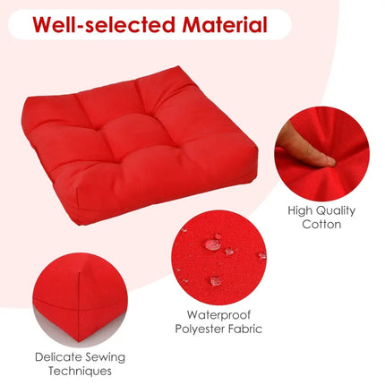 21 Inch x 21 Inch Patio Chair Seat Cushion Pads for Indoor and Outdoor-Red - Red - Outdoor Furniture Accessories