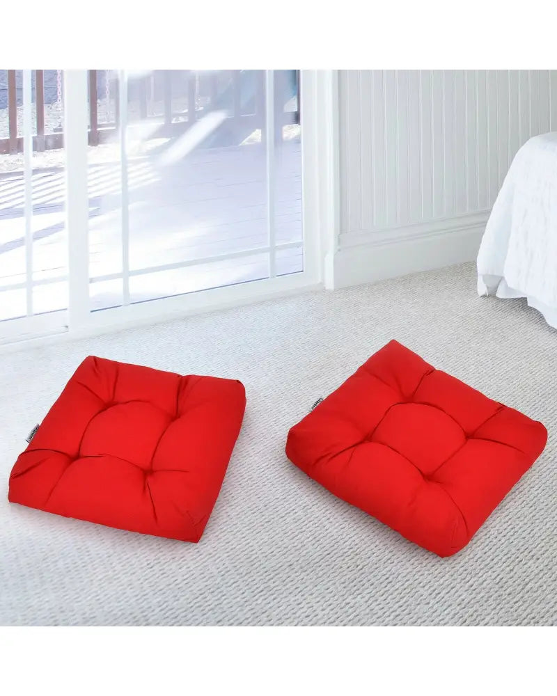 21 Inch x 21 Inch Patio Chair Seat Cushion Pads for Indoor and Outdoor-Red - Red - Outdoor Furniture Accessories