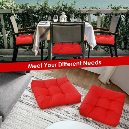 21 Inch x 21 Inch Patio Chair Seat Cushion Pads for Indoor and Outdoor-Red - Red - Outdoor Furniture Accessories