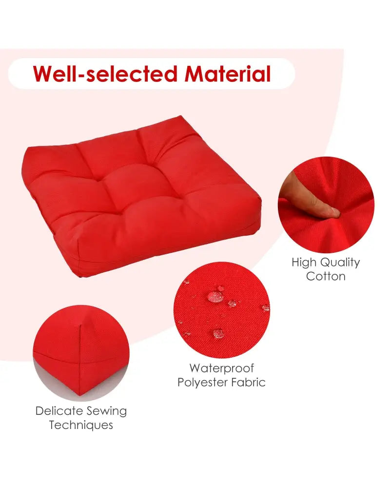 21 Inch x 21 Inch Patio Chair Seat Cushion Pads for Indoor and Outdoor-Red - Red - Outdoor Furniture Accessories