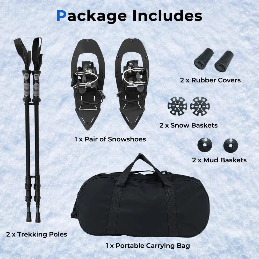 21€ Snowshoes with Trekking Poles-Black - Black - Winter Sports & Activities