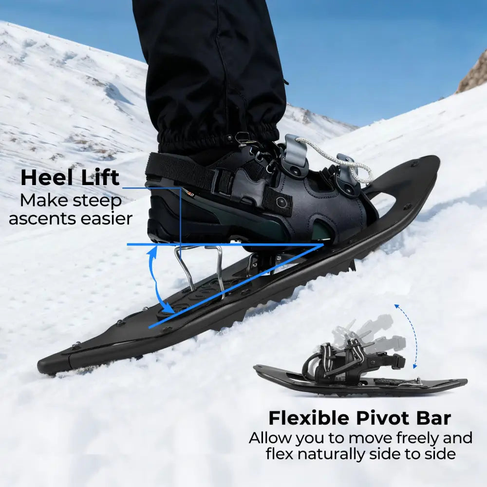 21€ Snowshoes with Trekking Poles-Black - Black - Winter Sports & Activities