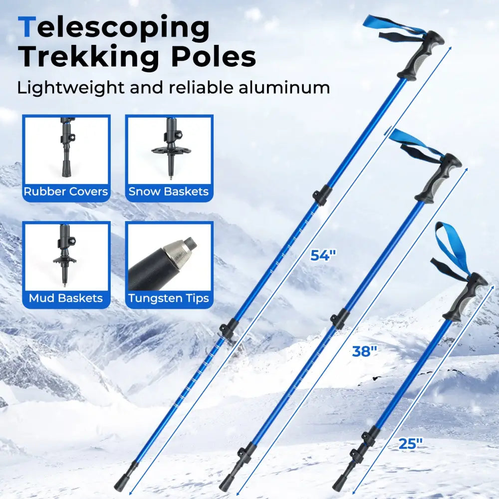 21€ Snowshoes with Trekking Poles-Blue - Blue - Winter Sports & Activities